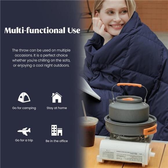 Soft Feather Down Throw Blanket Lightweight Packable Couch Throw - Picture 4 of 7